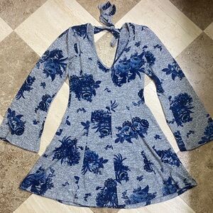 Altar'd State Blue Floral Long Sleeve Dress